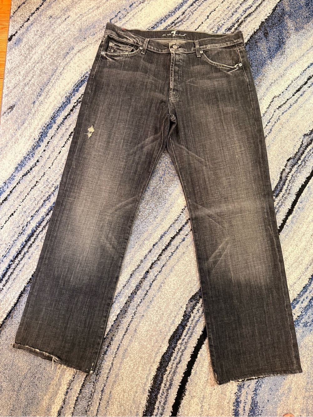 7 For All Mankind Men's Black Straight Relaxed Jeans